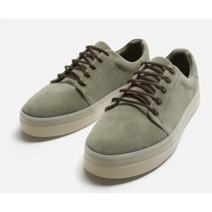 ZARA Platform Lace Up Suede Euro 40 Women's 9 Mens 7 Sneaker Olive Green Low Top